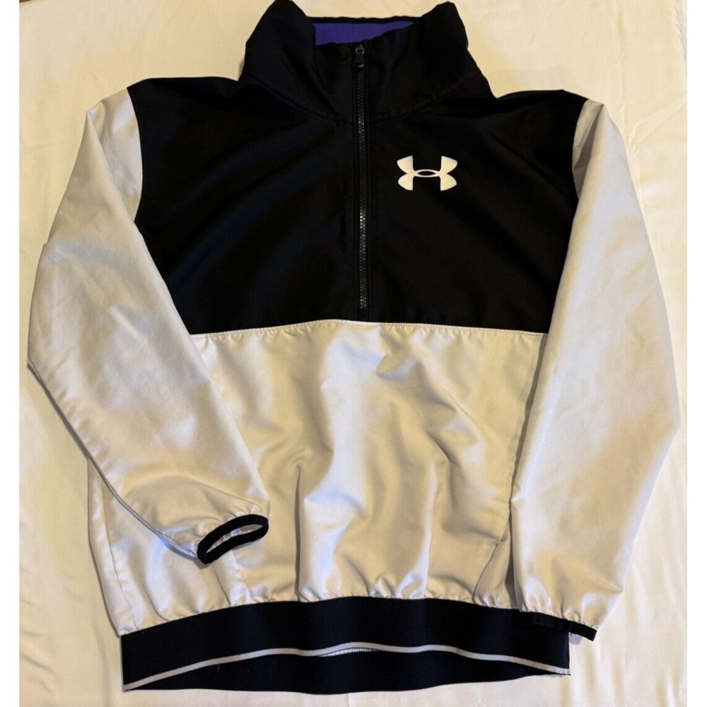 Under Armour Youth Windbreaker - White - Size YL - 100% Polyester - Full Zip